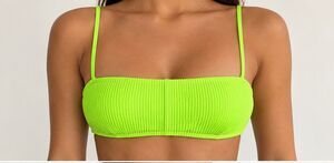 Hollister Swim Neon Green Ribbed Bikini Top Size Small Strappy Y2K